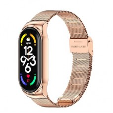 Ремінець до фітнес браслета BeCover Metal для Xiaomi Mi Smart Band 7 Rose Gold (707496)