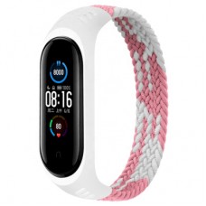 Ремінець до фітнес браслета BeCover Elastic Nylon Style для Xiaomi Mi Smart Band 5/6 (Size M) Pink-White (706153)