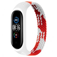 Ремешок для фитнес браслета BeCover Elastic Nylon Style для Xiaomi Mi Smart Band 5/6 (Size M) Red-White (706148)