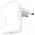 Зарядний пристрій Belkin 30W USB-С GAN PD PPS white (WCA005VFWH)