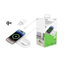 Зарядное устройство Belkin 2in1 15W Pad Qi2 white (WIZ021VFWH)