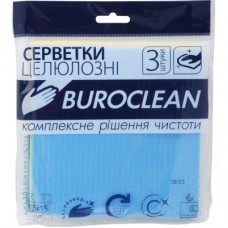 Серветки для прибирання Buroclean целюлозні вологопоглинаючі 15х15 см 3 шт. (4823078919878)