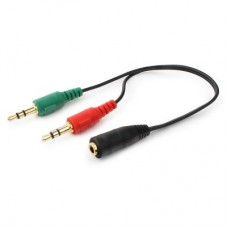 Кабель мультимедийный Jack 3.5mm female 4-pin to 2x Jack 3.5mm male 0.2m Cablexpert (CCA-418)