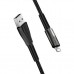 Дата кабель ColorWay USB 2.0 AM to Lightning 1.0m zinc alloy + led black (CW-CBUL035-BK)