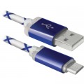 Дата кабель USB08-03LT USB - Micro USB, BlueLED backlight, 1m Defender (87555)