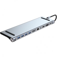 Порт-реплікатор Dynamode 11-in-1 USB-C to HDTV 4K/30Hz, VGA, 1хUSB3.0, RJ45, Type-C PD, Audio, SD/MicroSD (BYL-2003)