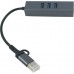 Адаптер USB 3.0 Type-C/Type-A to RJ45 Gigabit Lan, 3*USB 3.0, cable 13 cm Dynamode (DM-AD-GLAN-U3)