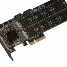 Плата розширення Frime 88SE9215 PCI-E-2хM.2 SATA3+2хSATA3 PCIe (ECF-PCIEtoSSD012.LP)