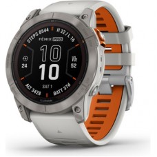 Смарт-часы Garmin fenix 7X Pro Sapph Sol, Ti w/Gray/Orange Band, GPS (010-02778-15)