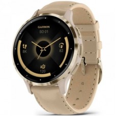 Смарт-часы Garmin Venu 3S, Fr. Gray + Soft Gold, Leather, GPS (010-02785-55)