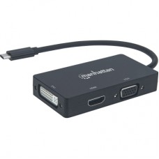 Концентратор Intracom USB3.1 Type-C to HDMI/DVI-I/VGA Black Manhattan (152983)