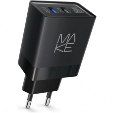 Зарядний пристрій MAKE 18W QC3.0+2.4A Black (MCW-322QBK)