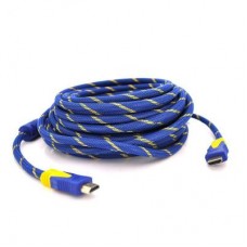 Кабель мультимедійний HDMI to HDMI 1.5m v1.4, OD-8.0mm Blue/Gold Merlion (YT-HDMI(M)/(M)NY/BL-1.5m)