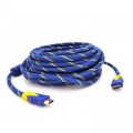 Кабель мультимедийный HDMI to HDMI 20.0m v1.4, OD-8.0mm Blue/Gold Merlion (YT-HDMI(M)/(M)NY/BL-20m)