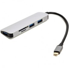 Концентратор USB Type-C to 3*USB 3.0 Ports + TF/SD Card Reader PowerPlant (CA912100)