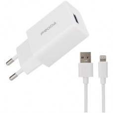 Зарядний пристрій Proda USB 2,4A + USB Lightning cable (PD-A43i-WHT)