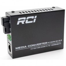 Медиаконвертер RCI 1G, 20km, SC, RJ45, Tx 1550nm standart size metal case (RCI502W-GE-20-B)