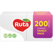 Салфетки столовые Ruta Family Pack 1 слой 24х24 см Белые 200 шт. (4820023743724)