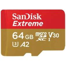 Карта памяти SanDisk 64GB microSD class 10 UHS-I U3 V30 Extreme (SDSQXAH-064G-GN6MN)