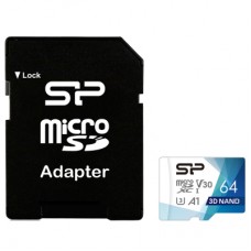 Карта памяти Silicon Power 64Gb microSDXC U3 A1 V30 Superior Color 100R/80W + adapter (SP064GBSTXDU3V20AB)