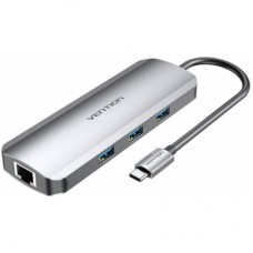 Концентратор Vention USB3.1 Type-C --> HDMI/USB 3.0x3/RJ45/SD/TF/TRRS 3.5mm/PD 10 (TOLHB)