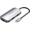 Концентратор Vention USB3.1 Type-C --> HDMI/VGA/USB 3.0/PD 100W Hub 4-in-1 (TOAHB)