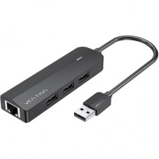 Концентратор Vention USB 2.0 to 3хUSB 2.0 + RJ45 100M Ethernet (CHPBB)