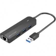 Концентратор Vention USB 3.0 to 3хUSB 3.0/RJ45 Gigabit black (CHNBB)