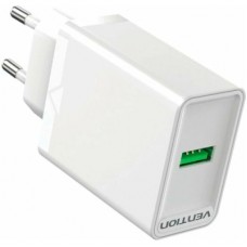 Зарядний пристрій Vention 1xUSB 18W (USB-A) QC3.0 white (FABW0-EU)