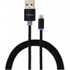 Дата кабель USB 2.0 AM to Lightning 1m LED black Vinga (VCPDCLLED1BK)