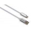 Дата кабель USB 2.0 AM to Micro 5P 1m LED silver Vinga (VCPDCMLED1S)