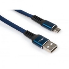 Дата кабель USB 2.0 AM to Micro 5P 1m flat nylon blue Vinga (VCPDCMFNB1B)