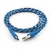 Дата кабель USB 2.0 AM to Type-C 2color nylon 1m blue Vinga (VCPDCTCNB31B)