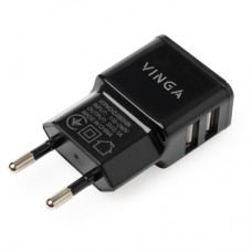 Зарядний пристрій Vinga 2 Port USB Wall Charger 2.1A (VCPWCH2USB2ABK)