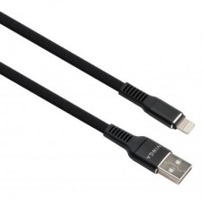 Дата кабель USB 2.0 AM to Lightning 1.0m flat nylon black Vinga (VCPDCLFNB1BK)