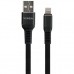 Дата кабель USB 2.0 AM to Lightning 1.0m flat nylon black Vinga (VCPDCLFNB1BK)