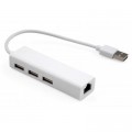 Концентратор Vinga 3xUSB2.0 + RJ45 100Mbps (VCP2H3USB2LANWH)