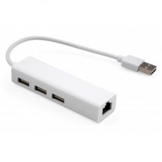 Концентратор Vinga 3xUSB2.0 + RJ45 100Mbps (VCP2H3USB2LANWH)