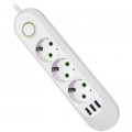 Мережевий фільтр живлення Voltronic F03U, 3роз EU, 3*USB White (F03U-White)