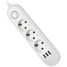 Мережевий фільтр живлення Voltronic F03U, 3роз EU, 3*USB White (F03U-White)