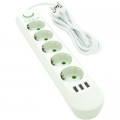 Мережевий фільтр живлення Voltronic F05U, 5роз EU, 3*USB White (F05U-White)