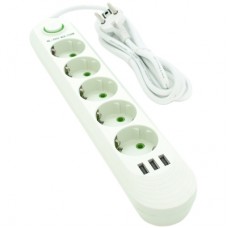 Мережевий фільтр живлення Voltronic F05U, 5роз EU, 3*USB White (F05U-White)