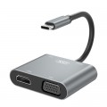 Порт-репликатор XO 4-in-1 Dock USB-C (HDMI/VGA/USB3.0/USB-C PD) (XO-HUB001SL)