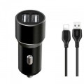 Зарядное устройство XO TZ09 2.4A/2 USB + cable lightning Black (XO-TZ09L-BK)