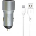 Зарядное устройство XO TZ09 2.4A/2 USB + cable lightning Grey (XO-TZ09L-GR)