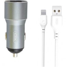 Зарядное устройство XO TZ09 2.4A/2 USB + cable lightning Grey (XO-TZ09L-GR)