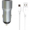 Зарядний пристрій XO TZ09 2.4A/2 USB + cable microUSB Grey (XO-TZ09M-GR)