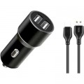 Зарядний пристрій XO TZ09 2.4A/2 USB + cable Type-C Black (XO-TZ09T-BK)