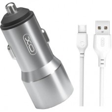 Зарядний пристрій XO TZ09 2.4A/2 USB + cable Type-C Grey (XO-TZ09T-GR)