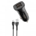 Зарядний пристрій XO TZ10 2.4A/2 USB + Micro USB Black (XO-TZ10-MC-BK)